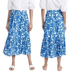 NWT Xirena Taryn Button Front Cotton Midi Skirt in Blue Curls Sz. M